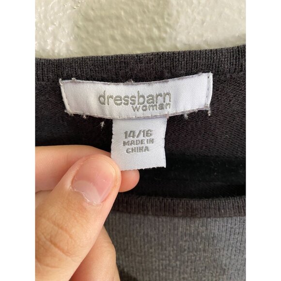 Dressbarn Womens Colorblock 3/4 Sleeve Top‎ Size 14/16 Red Black Pullover Cotton - Picture 3 of 7